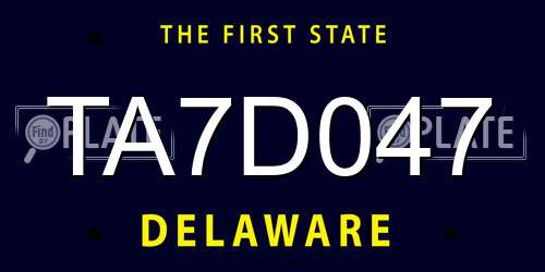 TA7D047 Delaware License Plate