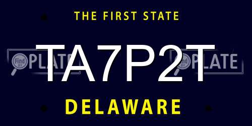 TA7P2T Delaware License Plate