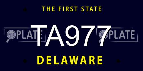 TA977 Delaware License Plate