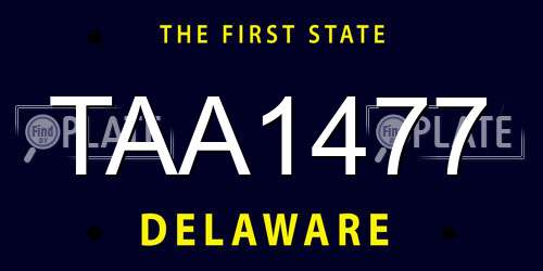 TAA1477 Delaware License Plate