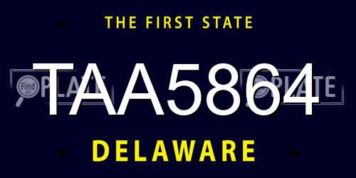TAA5864 Delaware License Plate