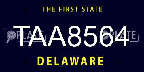 TAA8564 Delaware License Plate