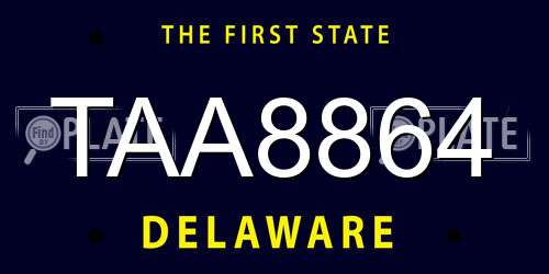 TAA8864 Delaware License Plate