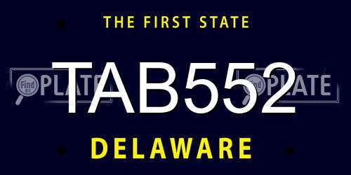 TAB552 Delaware License Plate