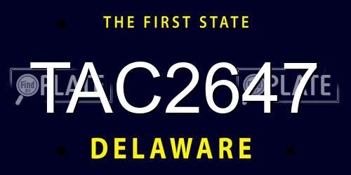 TAC2647 Delaware License Plate