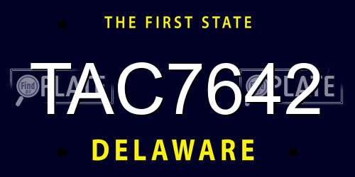 TAC7642 Delaware License Plate