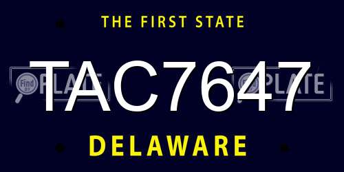 TAC7647 Delaware License Plate