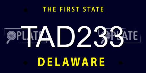 TAD233 Delaware License Plate
