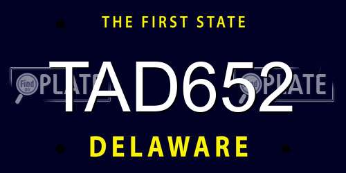 TAD652 Delaware License Plate