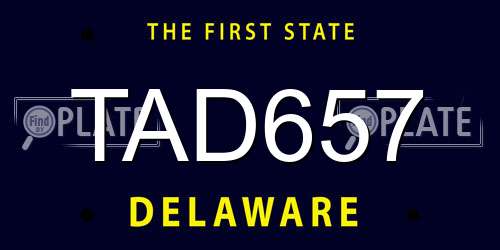 TAD657 Delaware License Plate