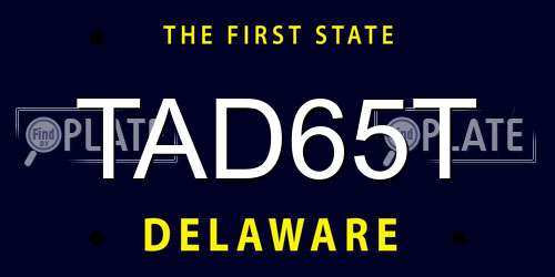 TAD65T Delaware License Plate