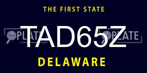 TAD65Z Delaware License Plate