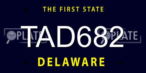 TAD682 Delaware License Plate