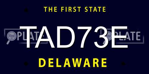 TAD73E Delaware License Plate