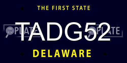 TADG52 Delaware License Plate