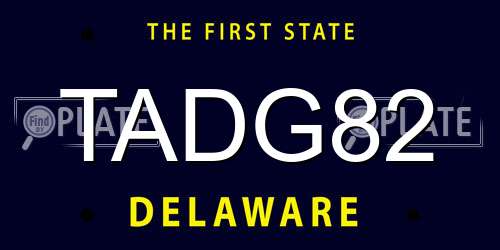 TADG82 Delaware License Plate