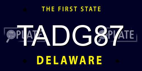TADG87 Delaware License Plate