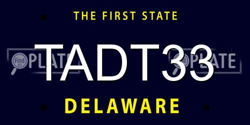 TADT33 Delaware License Plate