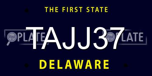 TAJJ37 Delaware License Plate