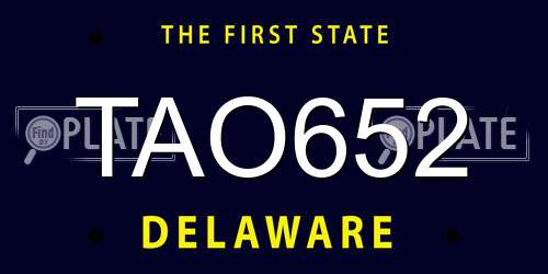 TAO652 Delaware License Plate