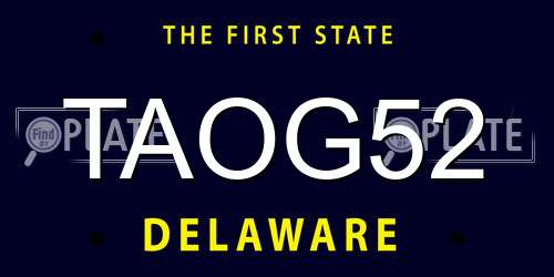 TAOG52 Delaware License Plate