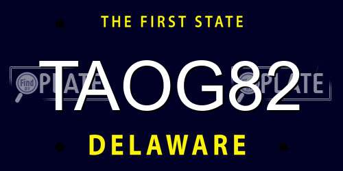 TAOG82 Delaware License Plate