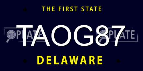 TAOG87 Delaware License Plate