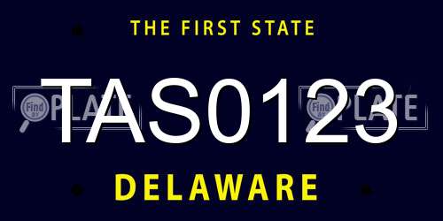 TAS0123 Delaware License Plate