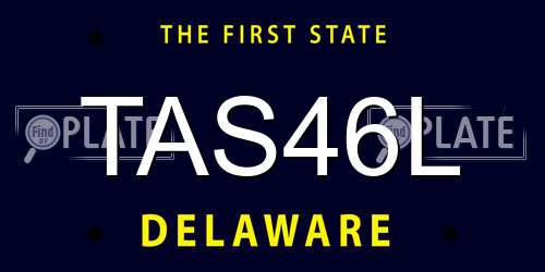 TAS46L Delaware License Plate