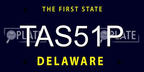 TAS51P Delaware License Plate