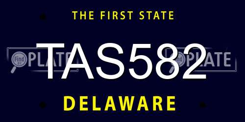 TAS582 Delaware License Plate