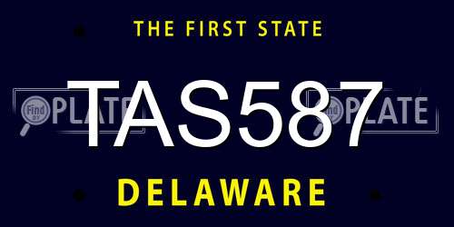 TAS587 Delaware License Plate