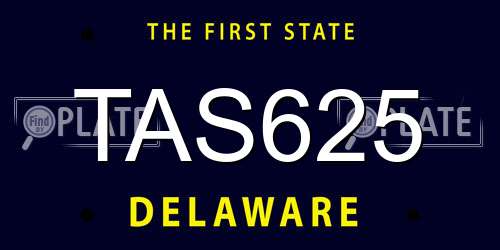TAS625 Delaware License Plate
