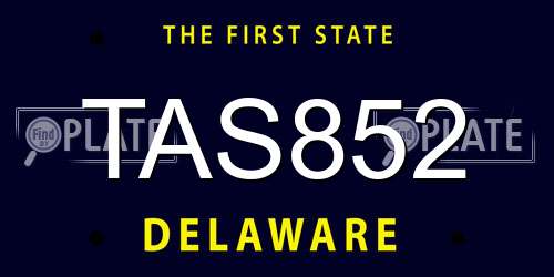 TAS852 Delaware License Plate
