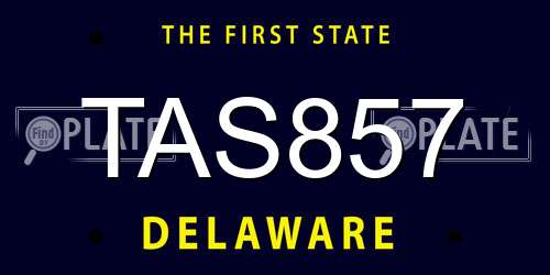 TAS857 Delaware License Plate