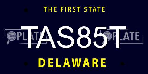 TAS85T Delaware License Plate