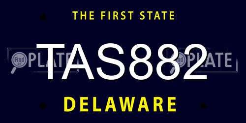 TAS882 Delaware License Plate