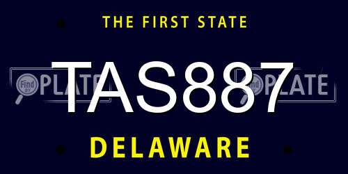 TAS887 Delaware License Plate