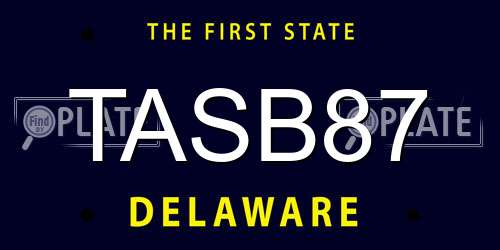 TASB87 Delaware License Plate