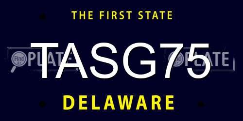 TASG75 Delaware License Plate