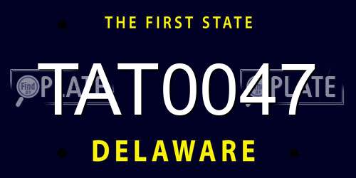TAT0047 Delaware License Plate