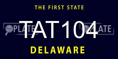 TAT104 Delaware License Plate