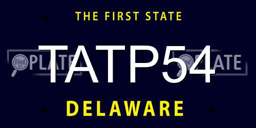 TATP54 Delaware License Plate