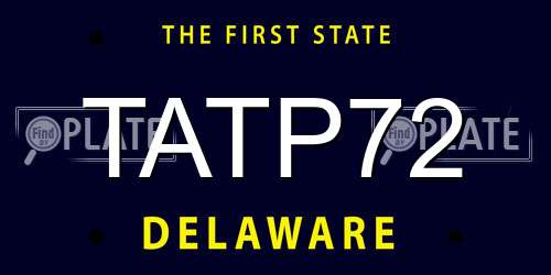 TATP72 Delaware License Plate