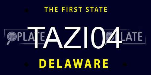 TAZI04 Delaware License Plate
