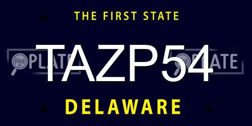 TAZP54 Delaware License Plate