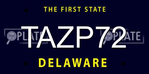 TAZP72 Delaware License Plate