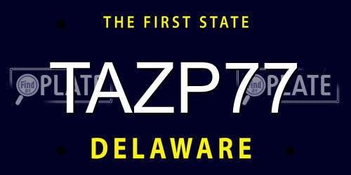 TAZP77 Delaware License Plate