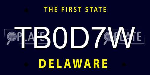 TB0D7W Delaware License Plate