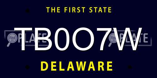 TB0O7W Delaware License Plate